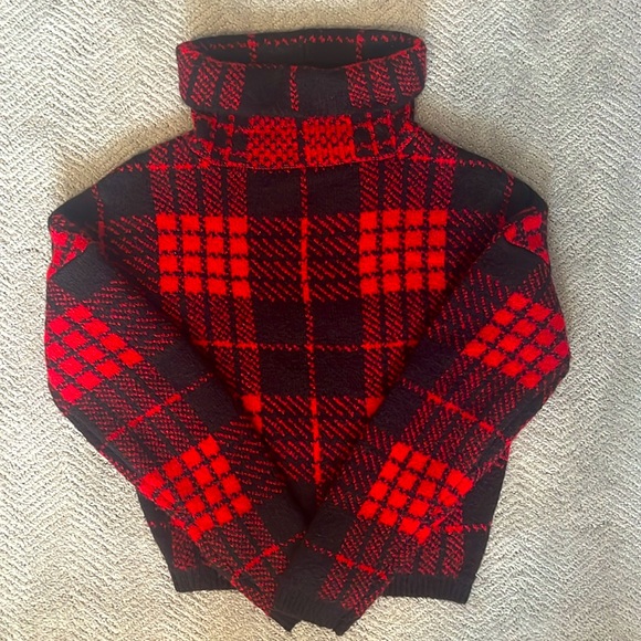 No Boundaries Mock Neck Buffalo Plaid Sweater (size xs) - Picture 2 of 4